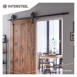 Intersteel rennihurðabr sv, 200cm/340mm (Barnyard) - Járn og gler