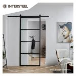 Intersteel braut m/hurð svört glært gler - Járn og gler