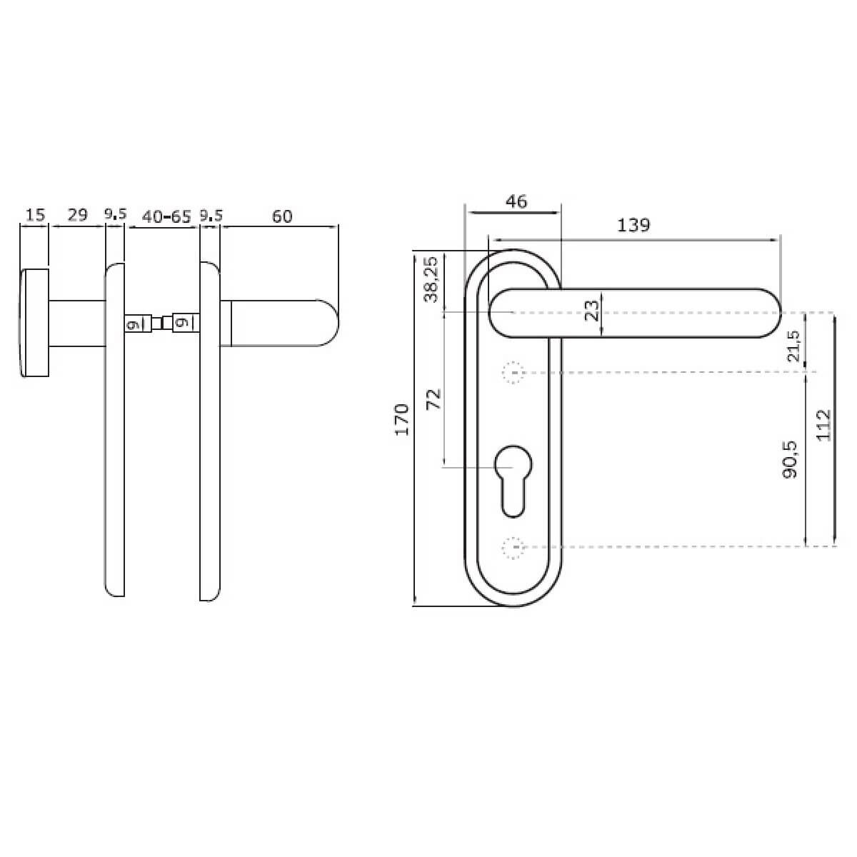 ISEO - Handle set with knob and cylinder - Image 2