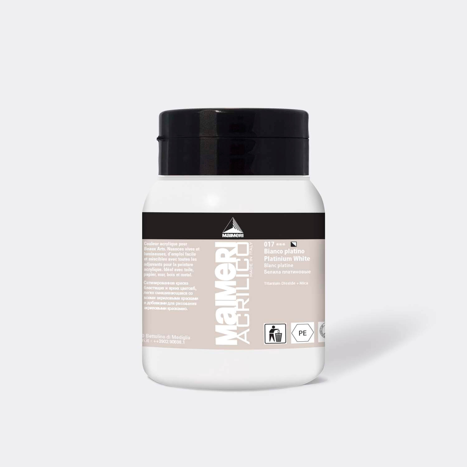 Platinum white 017 Acrylico Platinium White 500 ml. - Image 1