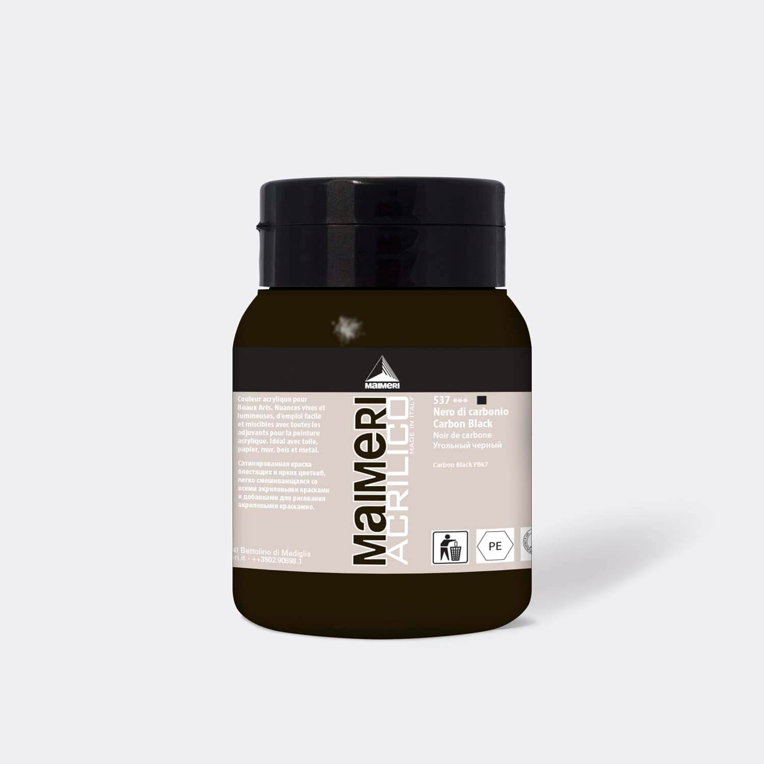 537 Acrylico Carbon Black 500ml - Image 1