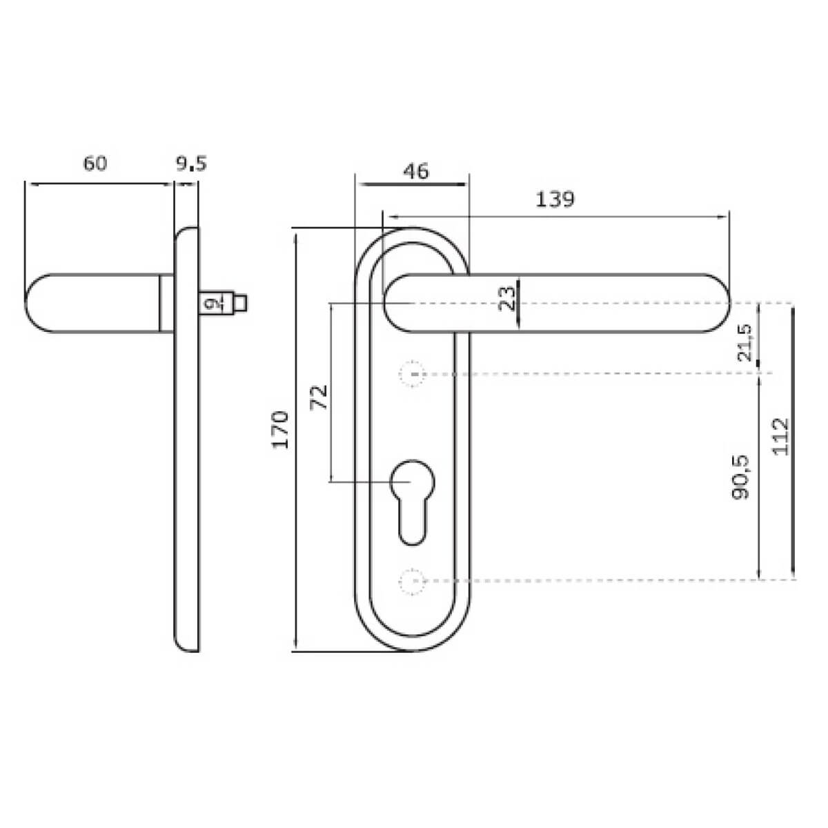 ISEO - Handle set /cylinder hole svart - Image 2