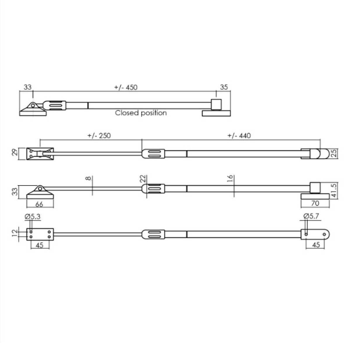 Svalahurðastoppari 516mm Hvítur - Image 2